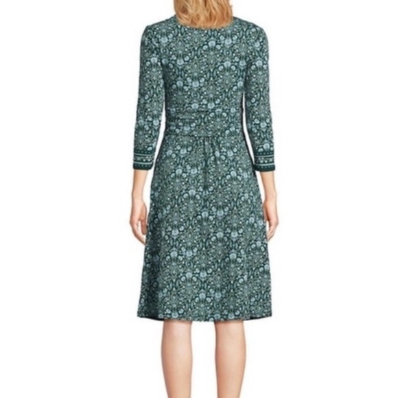 Lands' End Front Twist V-Neck Fit & Flare Knee Length Floral Dress Modal NWT - Picture 7 of 16